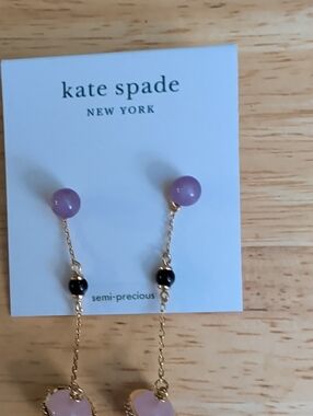 kate spade Gold-Tone Drop Earrings with Lilac and Black Beads